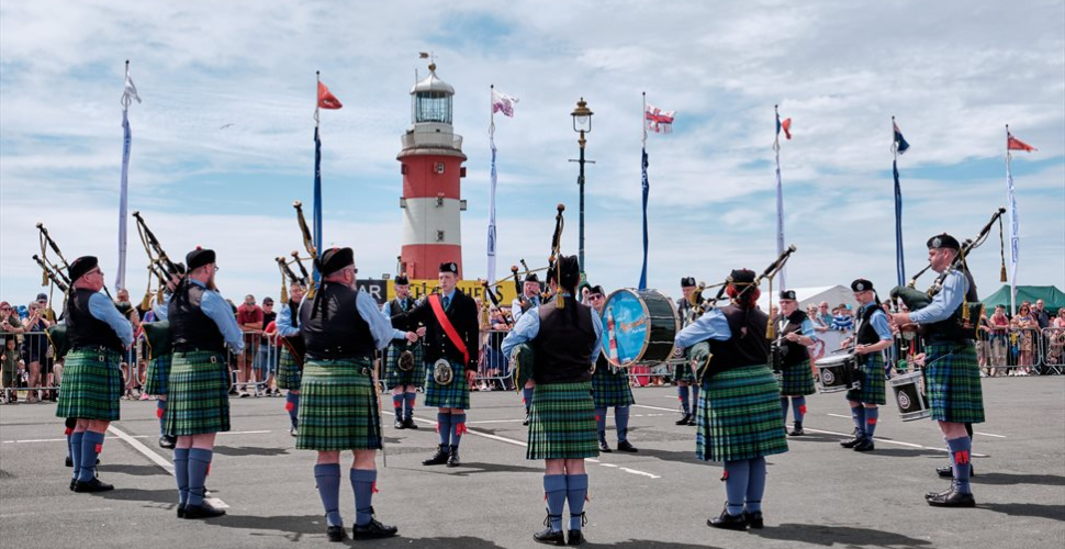 The City of Plymouth pipe band will be at Saturday Sessions